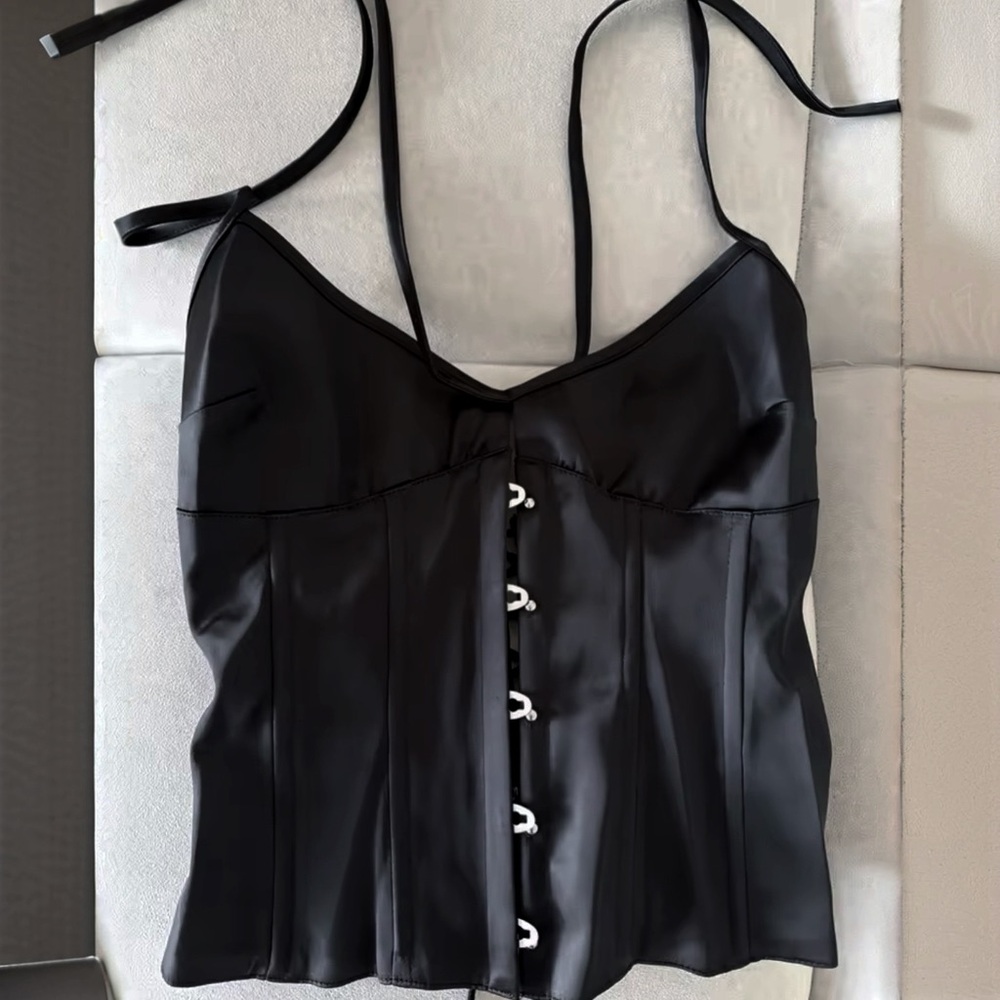 Danielle Guizio Black Satin Camisole size small